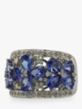 Vintage Fine Jewellery Second Hand 14ct White Gold with Tanzanite Wide Band Ring