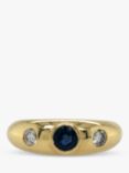 Vintage Fine Jewellery Second Hand 18ct Yellow Gold Oval Sapphire & Diamond Ring