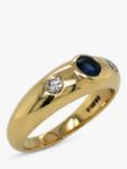 Vintage Fine Jewellery Second Hand 18ct Yellow Gold Oval Sapphire & Diamond Ring