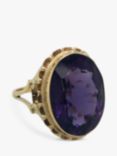 Vintage Fine Jewellery Second Hand 9ct Yellow Gold Oval Amethyst Rope Edge Ring, Dated 1996