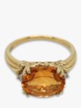 Vintage Fine Jewellery Second Hand 9ct Yellow Gold Citrine & Diamond Cocktail Ring, Dated Birmingham 2003