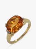 Vintage Fine Jewellery Second Hand 9ct Yellow Gold Citrine & Diamond Cocktail Ring, Dated Birmingham 2003