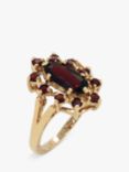 Vintage Fine Jewellery Second Hand 9ct Yellow Gold Garnet Marquise Shaped Cluster Ring, Dated 1974