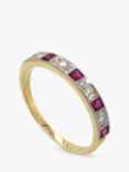 Vintage Fine Jewellery Second Hand 18ct Yellow Gold Ruby and Diamond Half Eternity Ring, Gold