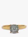 Vintage Fine Jewellery Second Hand 18ct Yellow/White Gold Diamond Cluster Ring, Gold
