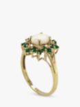 Vintage Fine Jewellery Second Hand 9ct Yellow Gold Opal and Emerald Cluster Ring, Gold