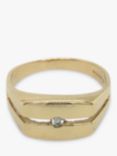 Vintage Fine Jewellery Second Hand 9ct Yellow Gold Diamond Signet Ring, Gold