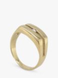 Vintage Fine Jewellery Second Hand 9ct Yellow Gold Diamond Signet Ring, Gold