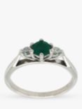Vintage Fine Jewellery Second Hand 18ct White Gold Diamond and Emerald Ring