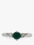 Vintage Fine Jewellery Second Hand 18ct White Gold Diamond and Emerald Ring