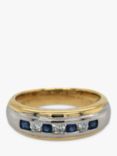 Vintage Fine Jewellery Second Hand 18ct Yellow and White Gold Sapphire and Diamond Band Ring