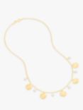 Dower & Hall Freshwater Pearl & Hammered Disc Necklace, Gold