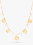 Dower & Hall Freshwater Pearl & Hammered Disc Necklace, Gold