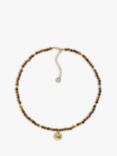 Melissa Odabash Gold Plated Disc Tigers Eye Necklace, Gold/Brown