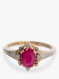 L & T Heirlooms Second Hand 9ct Yellow Gold Diamond and Ruby Cocktail Ring