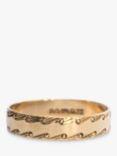 L & T Heirlooms Second Hand 9ct Yellow Gold Engraved Edge Band Ring, Dated Circa 1990