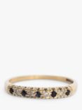 L & T Heirlooms Second Hand 9ct Yellow Gold Diamond and Sapphire Half Eternity Ring, Dated Circa 1987