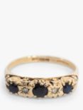L & T Heirlooms Second Hand 9ct Yellow Gold Diamond and Sapphire Half Eternity Ring, Dated Circa 1982