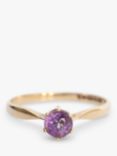 L & T Heirlooms Second Hand 9ct Yellow Gold Amethyst Solitaire Ring, Dated Circa 1980
