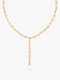 Astrid & Miyu Infinite Pearl Lariat Necklace, Gold