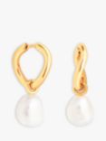 Astrid & Miyu Serenity Pearl Charm Hoop Earrings, Gold