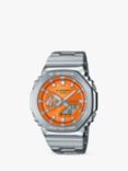 Casio Men's G-SHOCK Date Bracelet Strap Watch, Silver/Orange