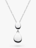 Kit Heath Coast Pebbles Twin Drop Pendant Necklace, Silver