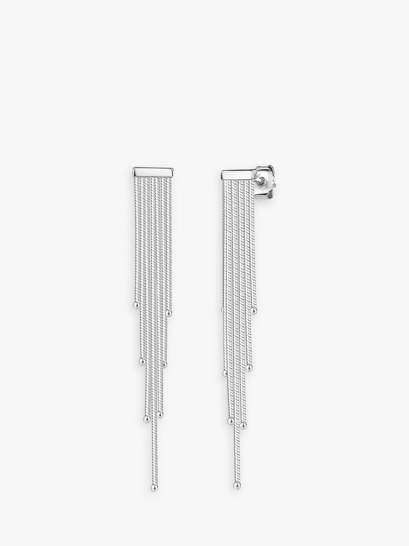 Jools by Jenny Brown Flat Top Beaded Tassel Drop Earrings, Silver