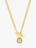 Estella Bartlett Cubic Zirconia Square Pendant T-Bar Pendant Necklace, Gold