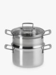 Le Creuset Classic 3-Ply Stainless Steel Deep Casserole & Steamer Set, 20cm