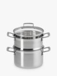 Le Creuset Classic 3-Ply Stainless Steel Deep Casserole & Steamer Set, 20cm