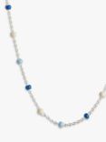 ENAMEL Copenhagen Lola Chain Necklace, Silver/Marine