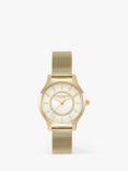 Olivia Burton Women's Micro-Pave Crystal Mesh Strap Watch, Gold 24000214