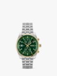 BOSS 1514195 Men's Quartz Bracelet Strap Watch, Silver/Green