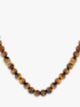 BOSS Tiger Eye Beaded Necklace, Brown/Multi