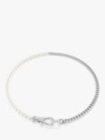 Swarovski Dextera Crystal Pearls Necklace, Silver