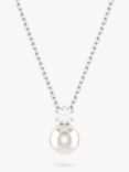 Swarovski Matrix Crystal Pearl Pendant Necklace, Silver/White