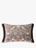 William Morris At Home Strawberry Thief Cushion, Chocolate