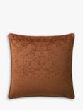 William Morris At Home Strawberry Thief Embossed Velvet Cushion, Saffron