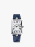 Frederique Constant FC-200MPW2AC2D6 Women's Classics Art Deco Carree Automatic Leather Strap Watch, Dark Blue/Silver