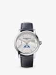 Frederique Constant FC-735S3H6 Men's Classic Power Reserve Big Date Manufacture Automatic Leather Strap Watch, Blue/Silver