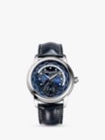 Frederique Constant FC-718NWM4H6 Men's Classic World Timer Manufacture Automatic Leather Strap Watch, Blue