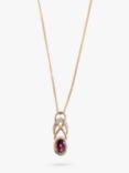 L & T Heirlooms Second Hand 9ct Yellow Gold Rhodolite Garnet and Diamond Pendant Necklace, Yellow Gold