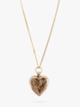 L & T Heirlooms Second Hand 9ct Yellow Gold Half Engraved Locket Pendant Necklace, Dated Circa 1990s