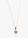 L & T Heirlooms Second Hand 9ct Yellow Gold Diamond Cluster Pendant Necklace, Gold