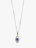 L & T Heirlooms Second Hand 9ct White Gold Iolite and Diamond Pendant Necklace