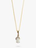 L & T Heirlooms Second Hand 9ct Yellow Gold Opal and Diamond Pendant Necklace, Gold