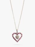 L & T Heirlooms Second Hand 9ct White Diamond and Pink Sapphire Heart Pendant Necklace