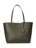 Lauren Ralph Lauren Faux Leather Reversible Tote Bag, Olive/Voyage