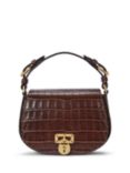 Lauren Ralph Lauren Tanner Leather Croc Embossed Cross Body Bag, Dark Mahogany